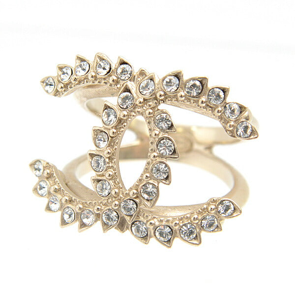 Chanel Coco Mark Rhinestone Ring Gold