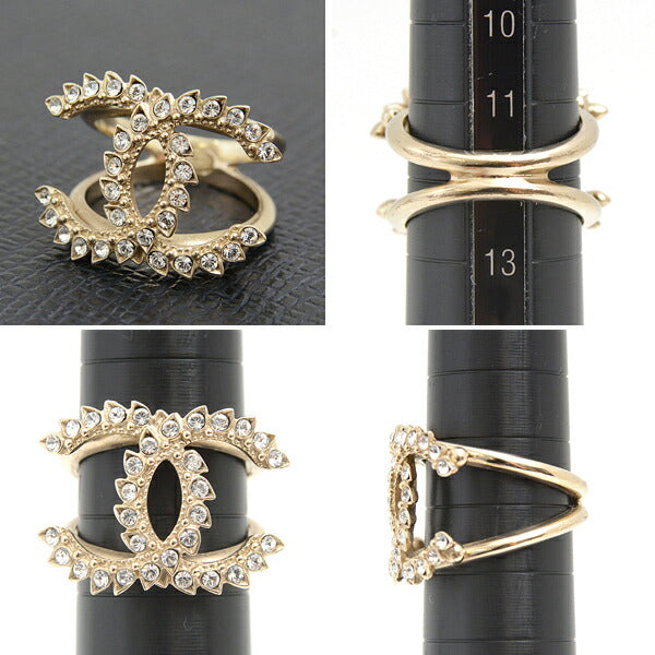 Chanel Coco Mark Rhinestone Ring Gold