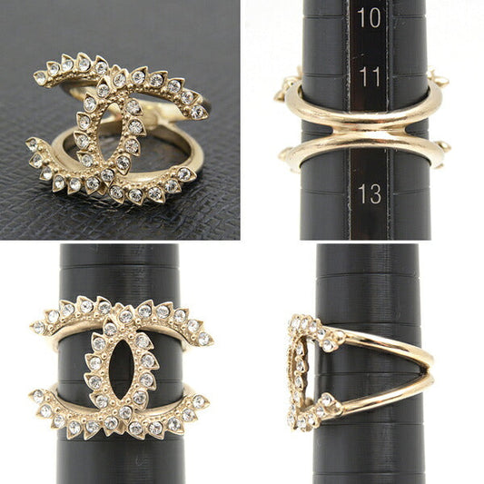 Chanel Coco Mark Rhinestone Ring Gold