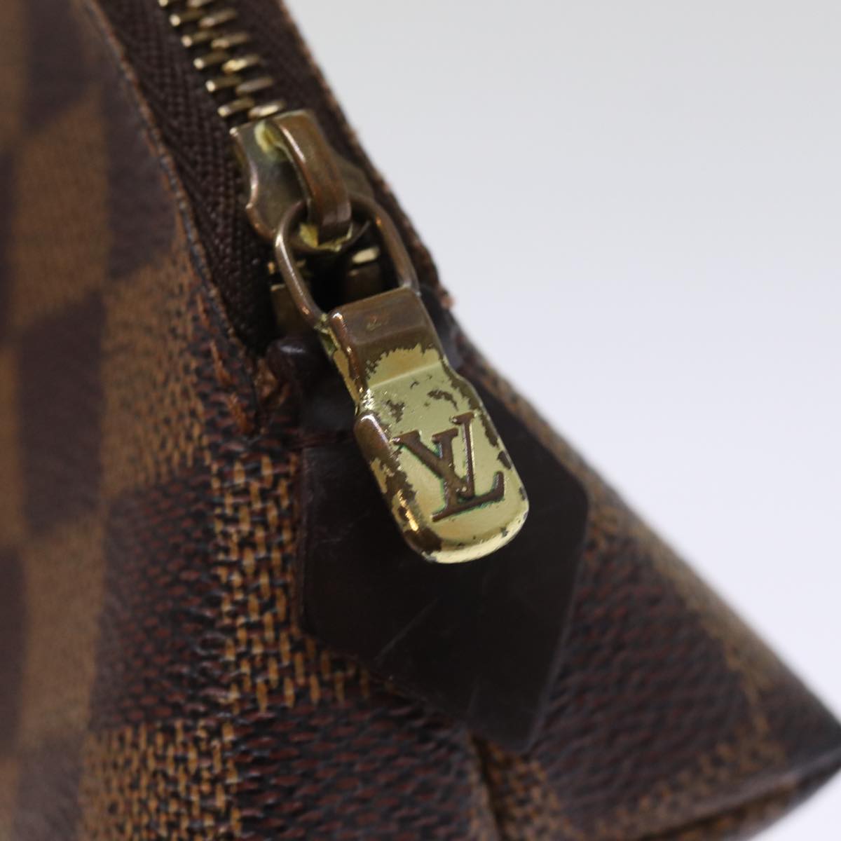 LOUIS VUITTON Damier Ebene Pochette Cosmetic PM Pouch N47516 LV 75870