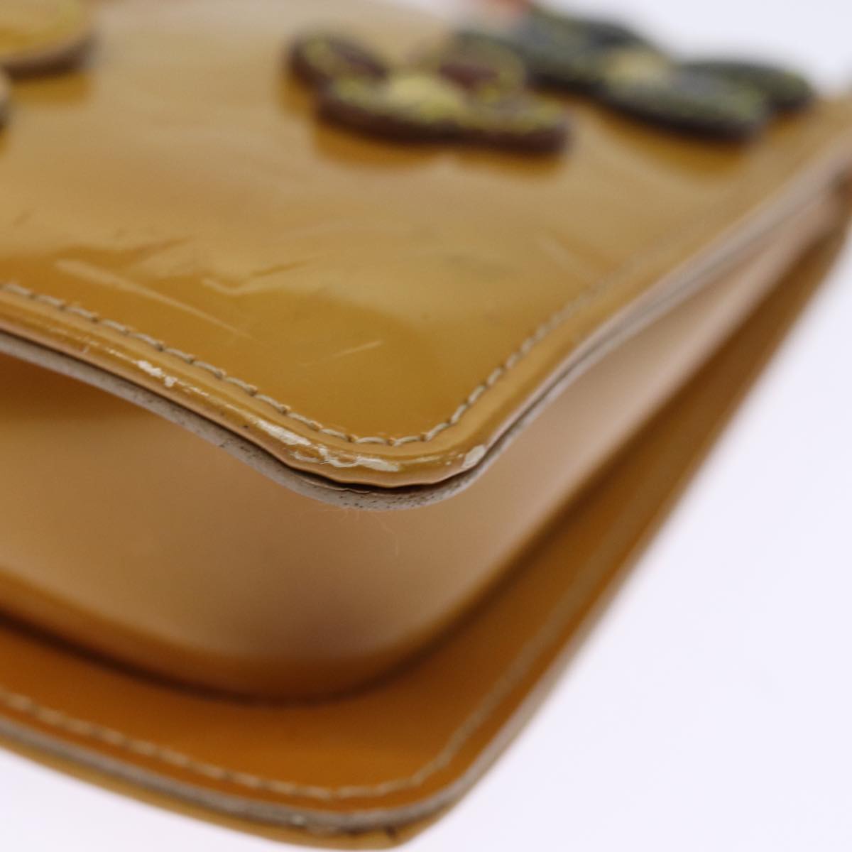LOUIS VUITTON Monogram Vernis Lexington Pouch Flower Beige M92246 LV 75873