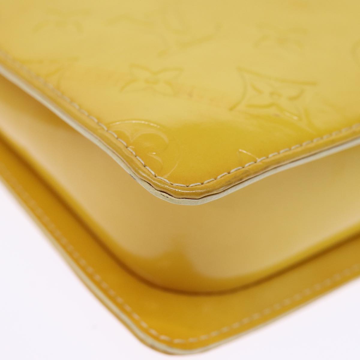 LOUIS VUITTON Monogram Vernis Motto Pouch Lime Yellow M91059 LV 75874