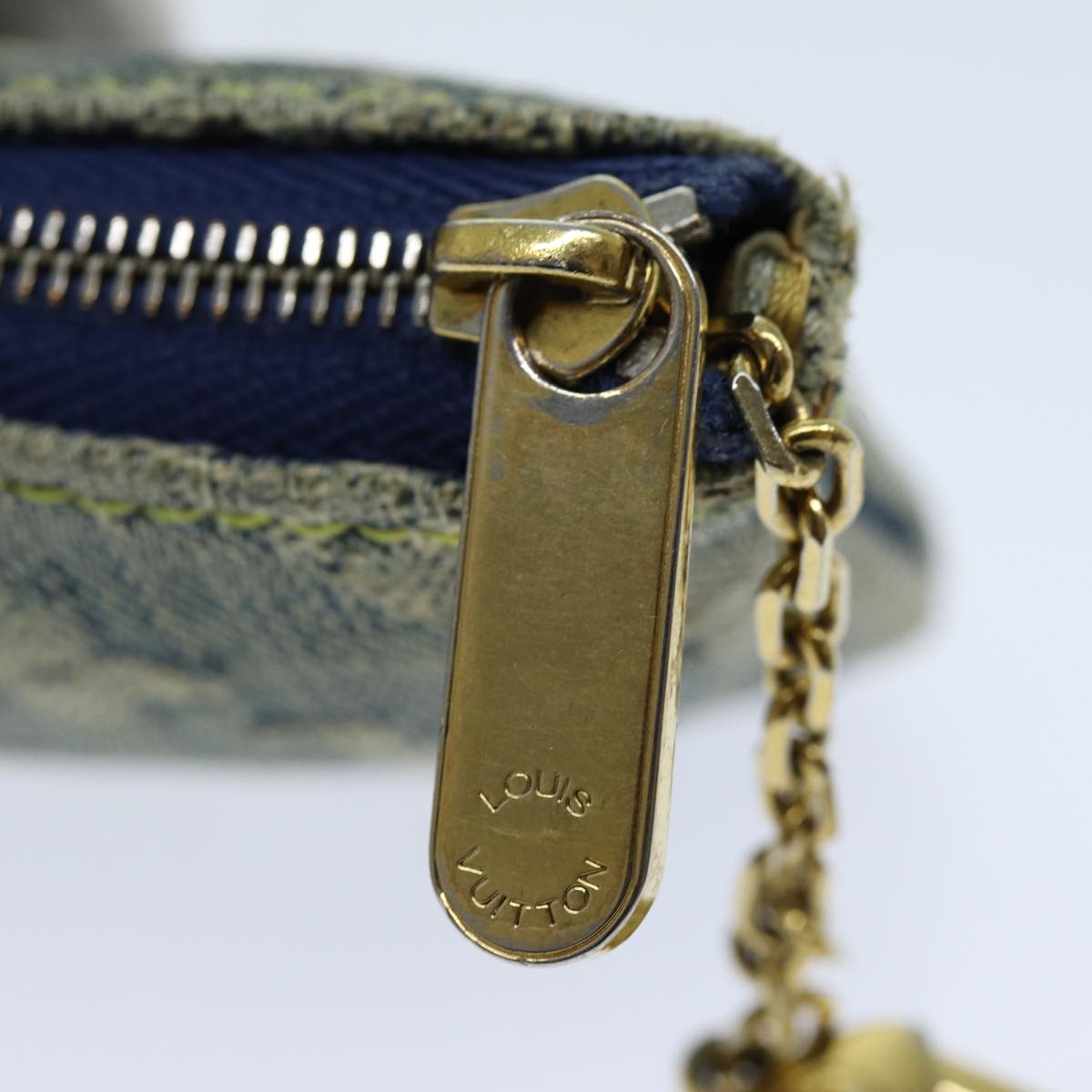 LOUIS VUITTON Monogram Denim Pochette Cles Coin Purse Blue M95343 LV 75876