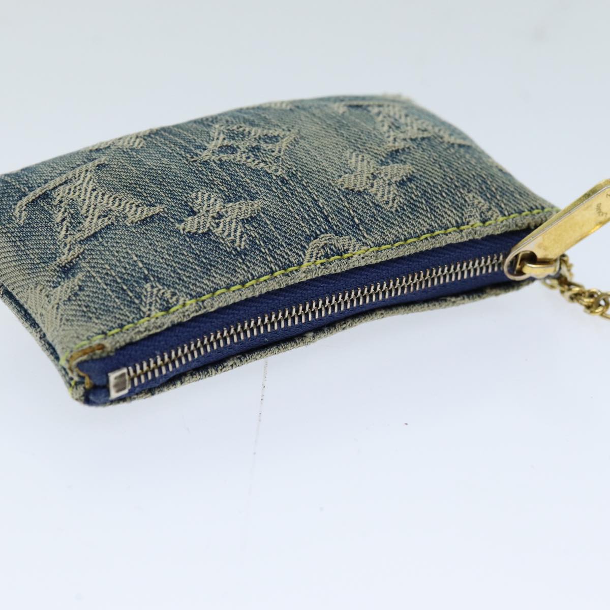 LOUIS VUITTON Monogram Denim Pochette Cles Coin Purse Blue M95343 LV 75876