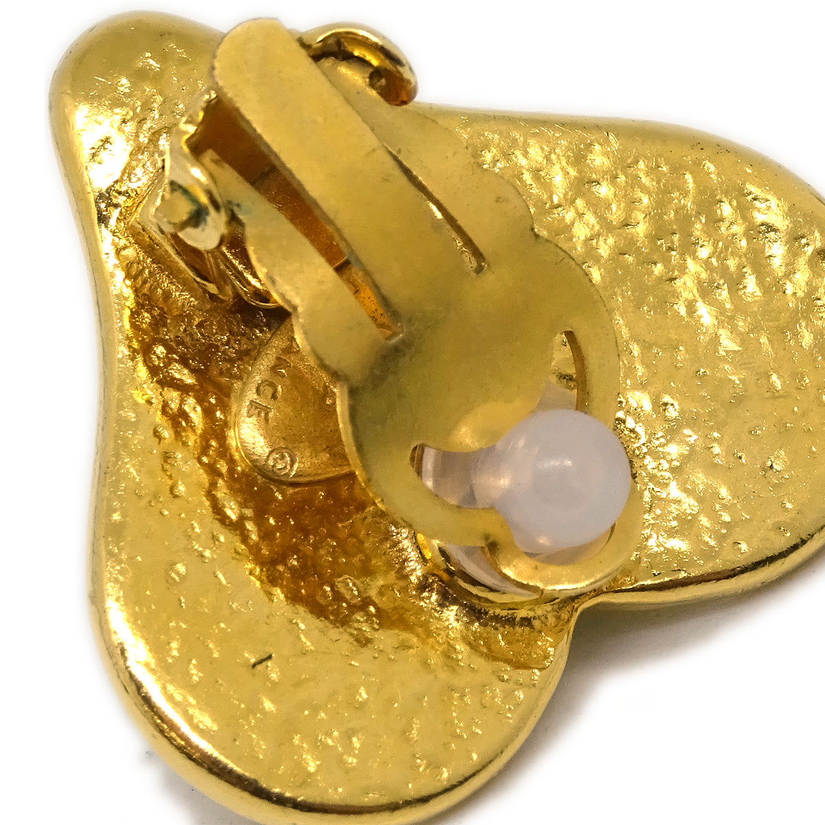 Chanel Gripoix Gold Heart Earrings Clip-On 95P