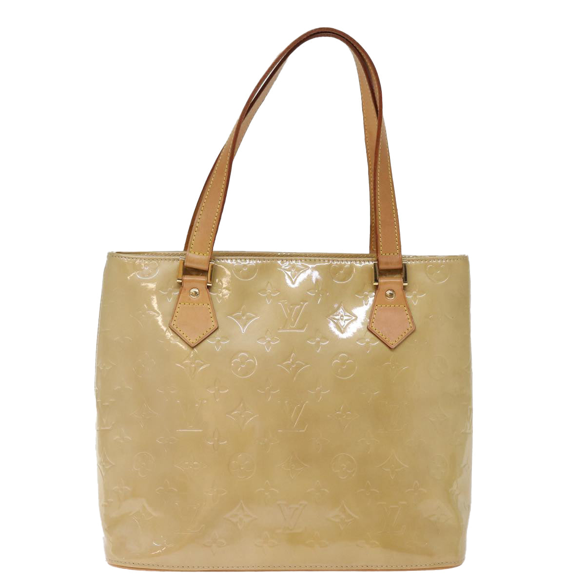 LOUIS VUITTON Monogram Vernis Houston Hand Bag Beige M91004 LV 75923