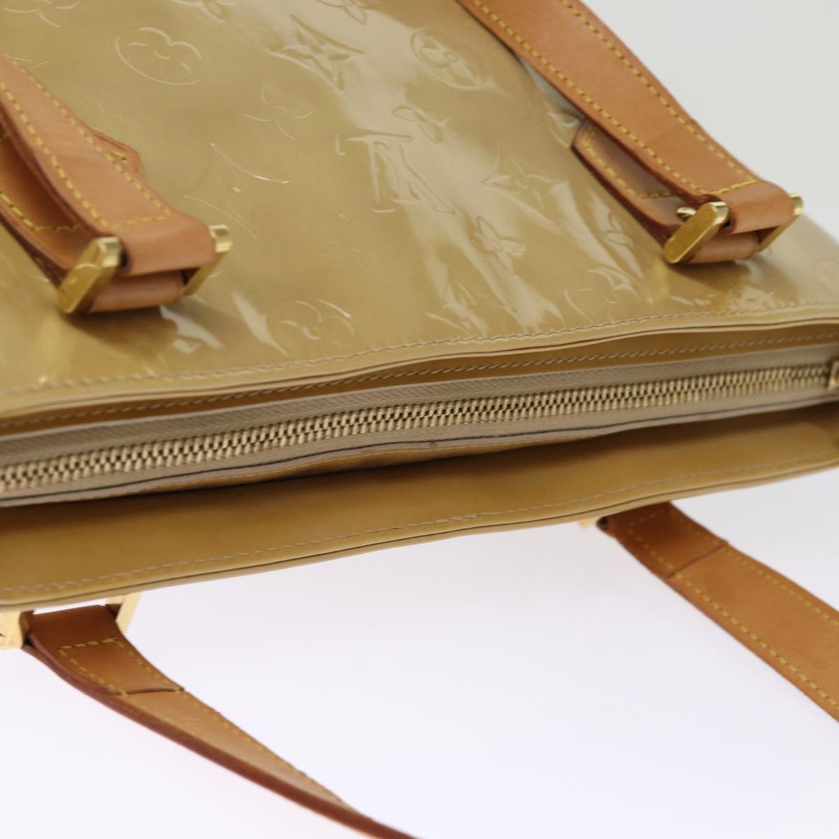 LOUIS VUITTON Monogram Vernis Houston Hand Bag Beige M91004 LV 75923