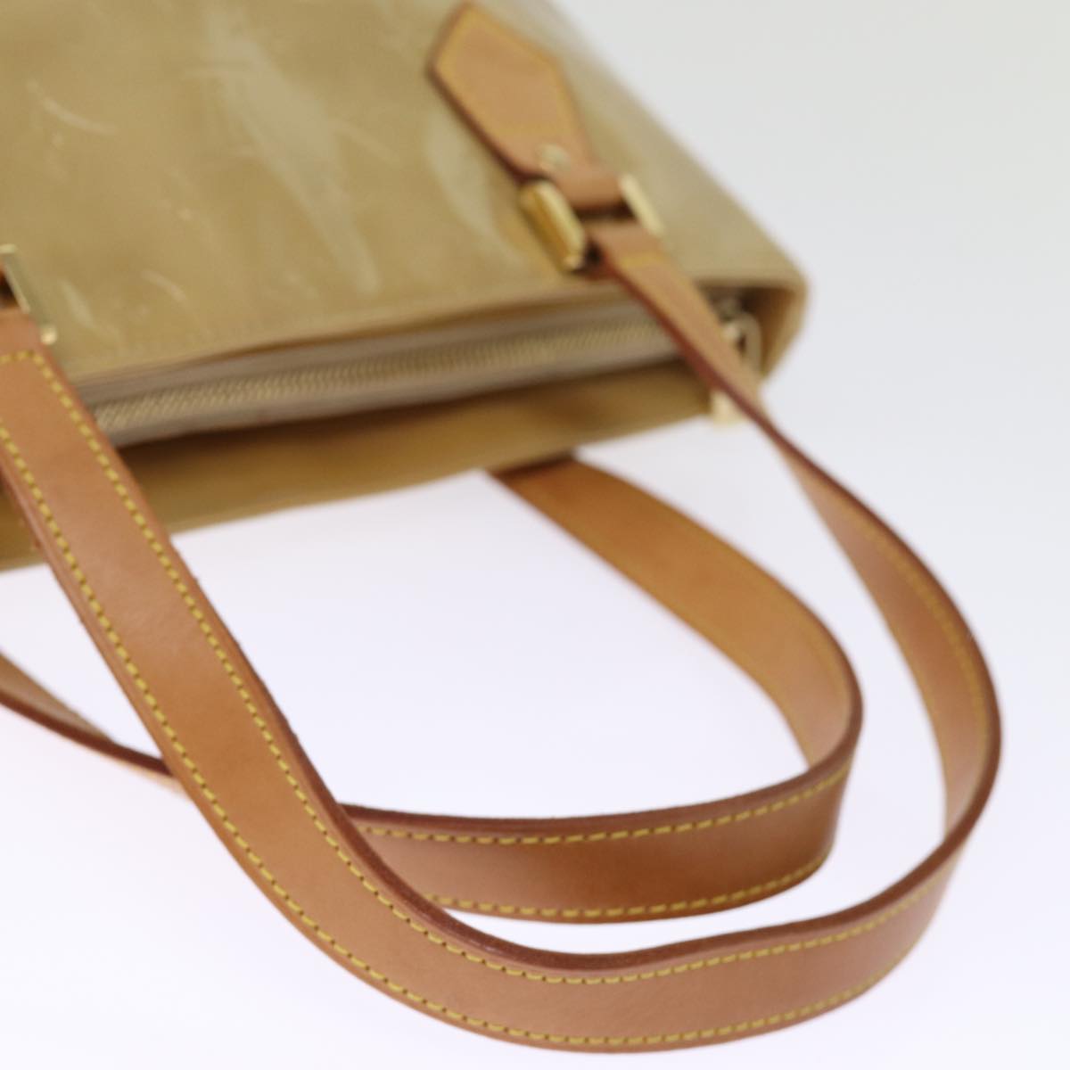 LOUIS VUITTON Monogram Vernis Houston Hand Bag Beige M91004 LV 75923