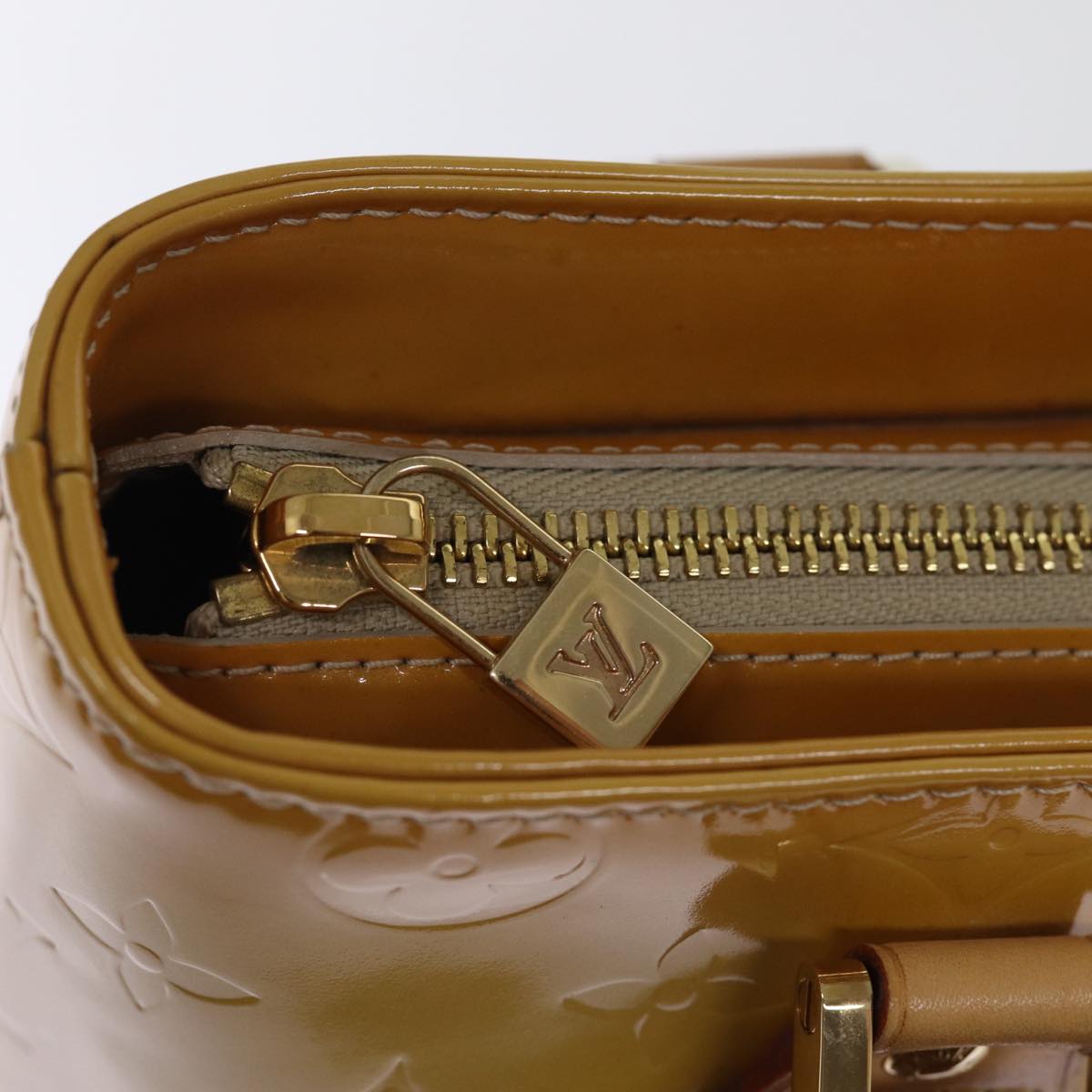 LOUIS VUITTON Monogram Vernis Houston Hand Bag Beige M91004 LV 75934
