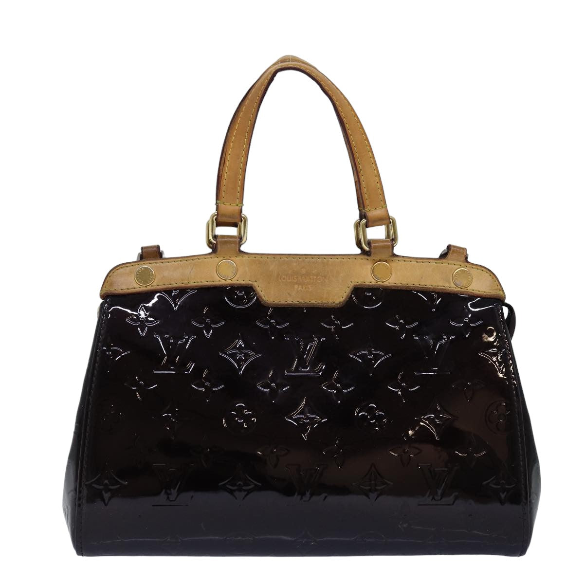 LOUIS VUITTON Monogram Vernis Brea PM Hand Bag Amarante M91622 LV 75936