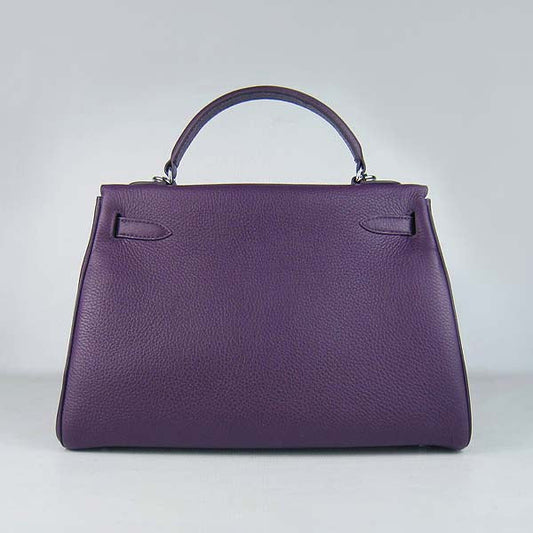 Luxury Hermes Kelly 32cm Togo Leather Handbag 6108 Purple Silve