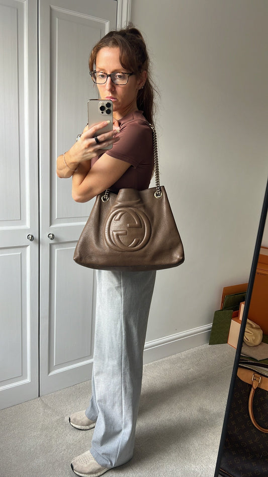 Luxury Gucci Trending 2025 Brown Soho Chain Tote