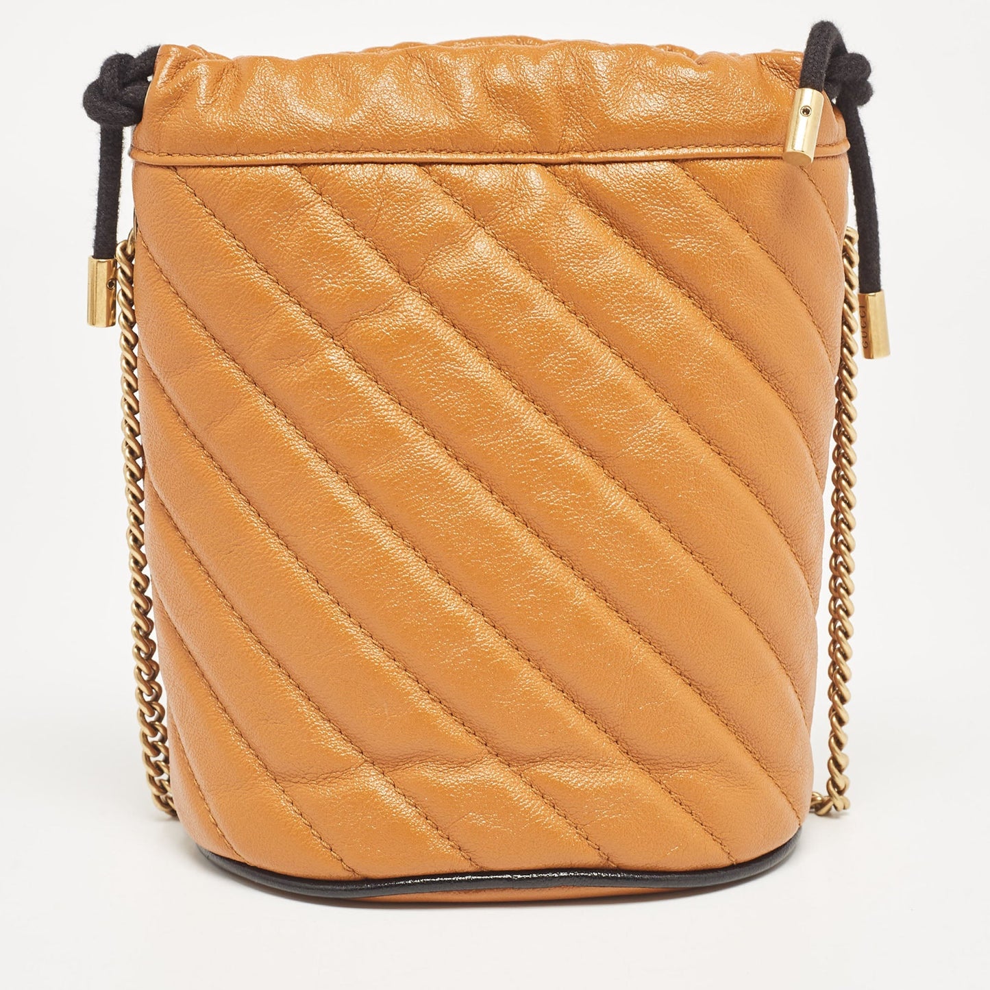 Luxury Gucci Trending 2025 Orange Matelass&eacute; Leather Mini Torchon Gg Marmont 2.0 Bucket Bag..
