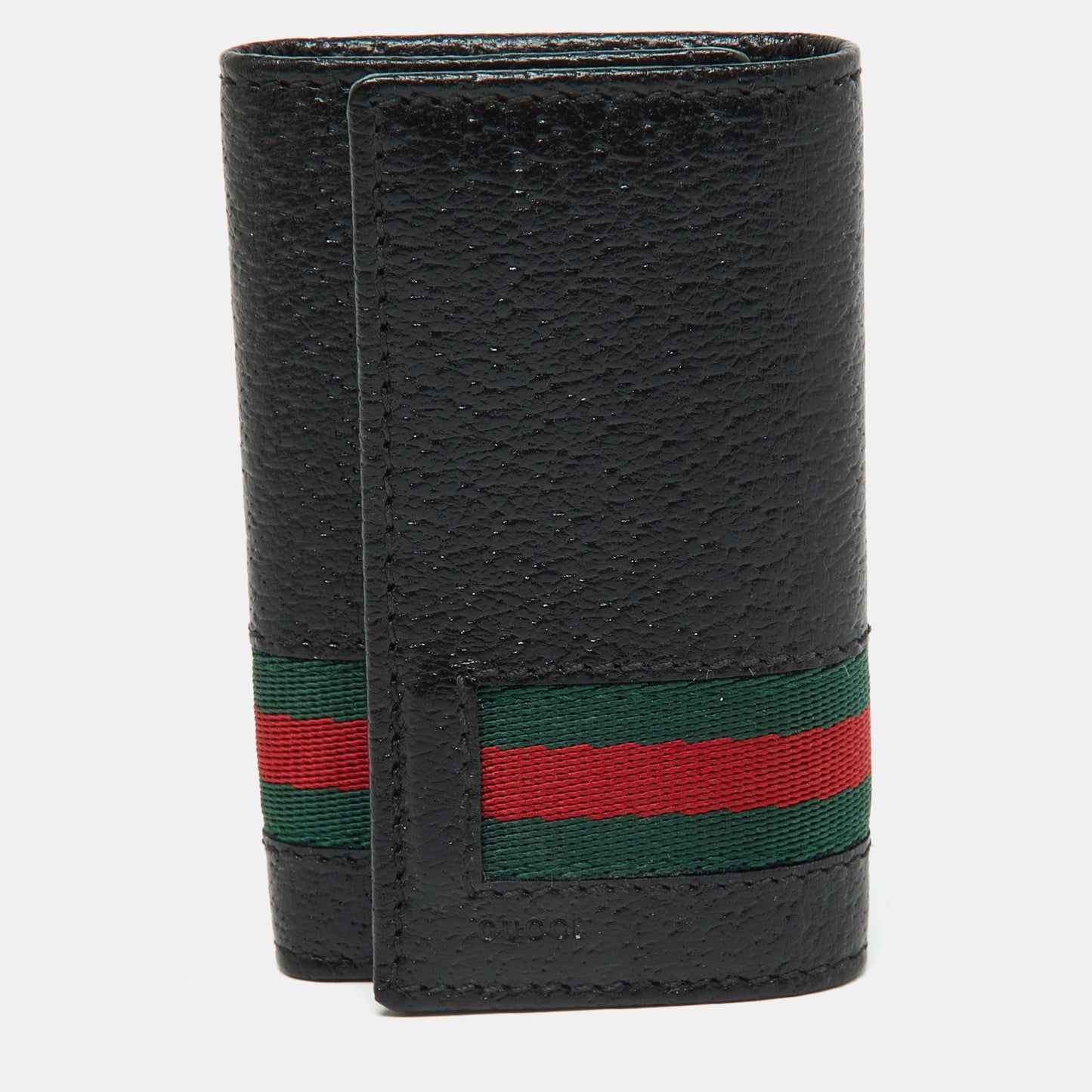 Luxury Gucci Trending 2025 Black Leather Web 6 Key Case Holder