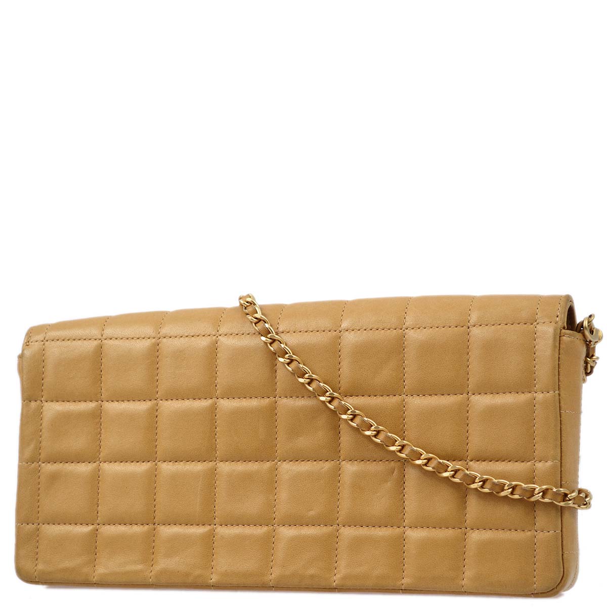 Luxury Chanel 2000-2001 Beige Lambskin East West Choco Bar Chain Shoulder Bag