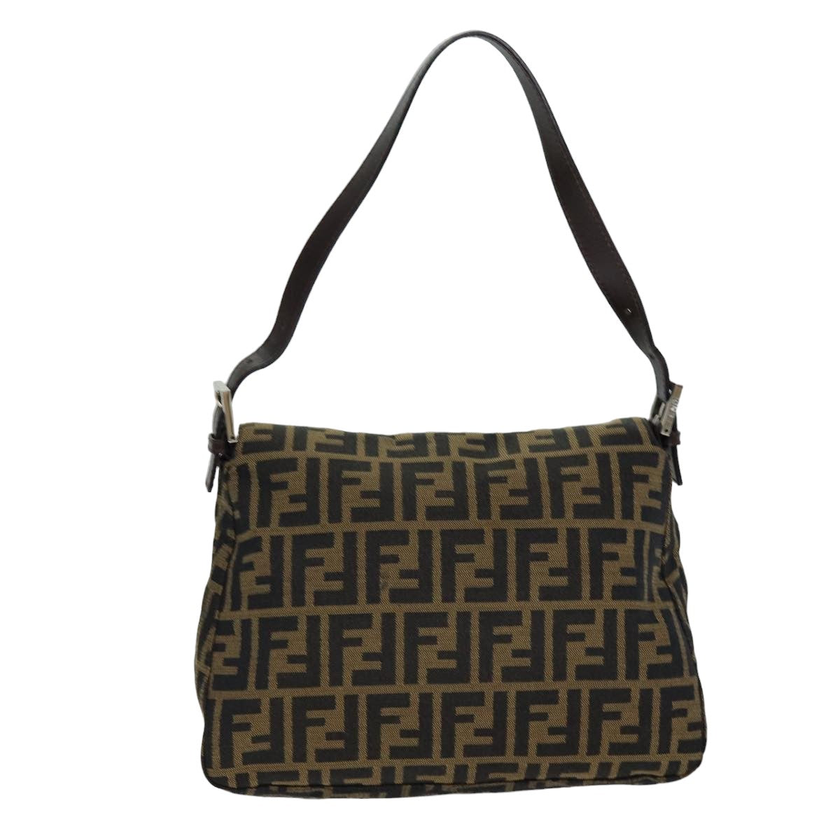 Luxury Fendi Zucca Canvas Mamma Baguette Shoulder Bag Black Brown76009