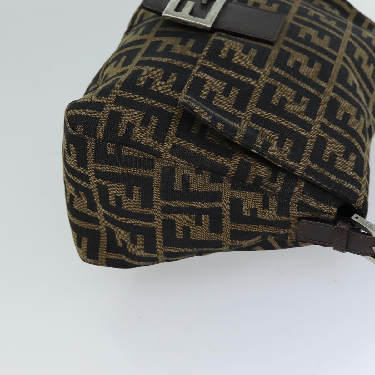 Luxury Fendi Zucca Canvas Mamma Baguette Shoulder Bag Black Brown76009