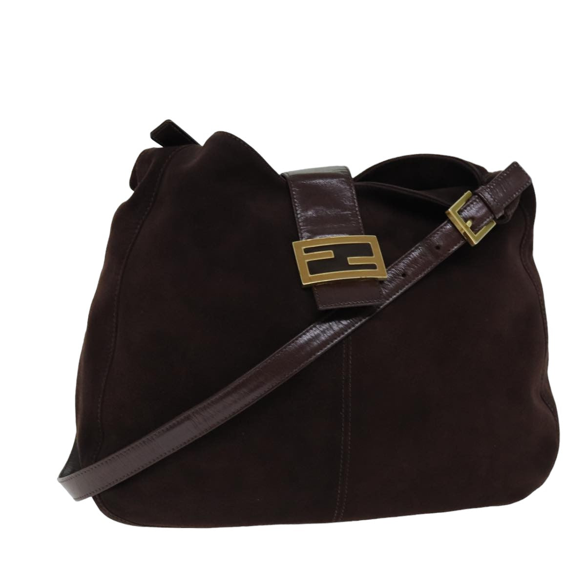 Luxury Fendi Mamma Baguette Shoulder Bag Suede Brown76015