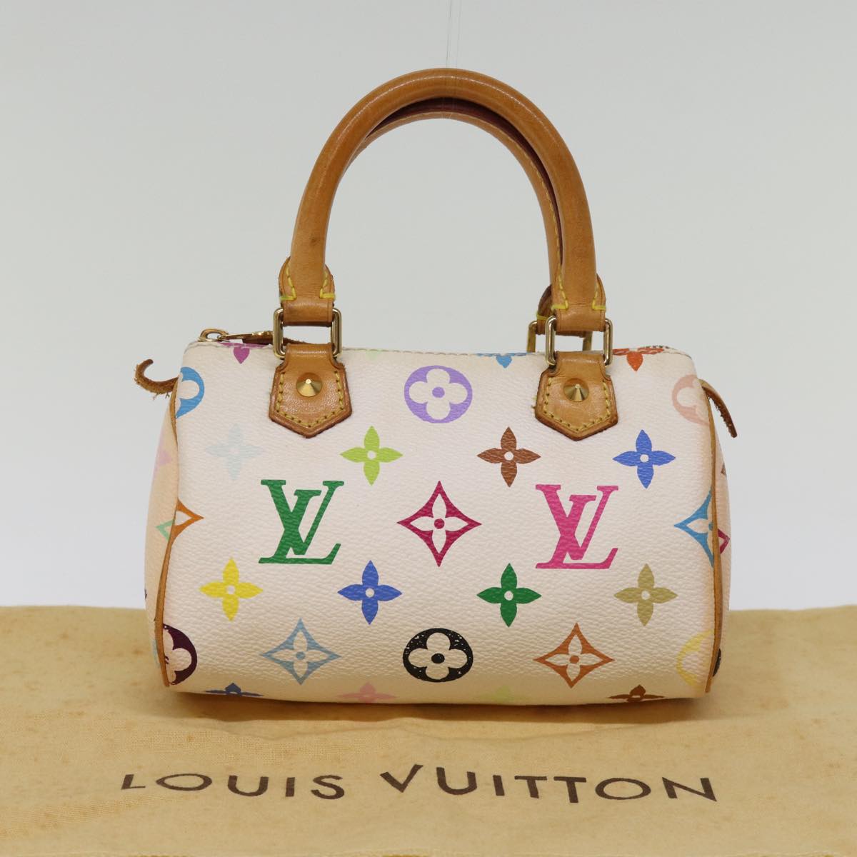 LOUIS VUITTON Monogram Multicolor Mini Speedy Hand Bag White M92645 76030