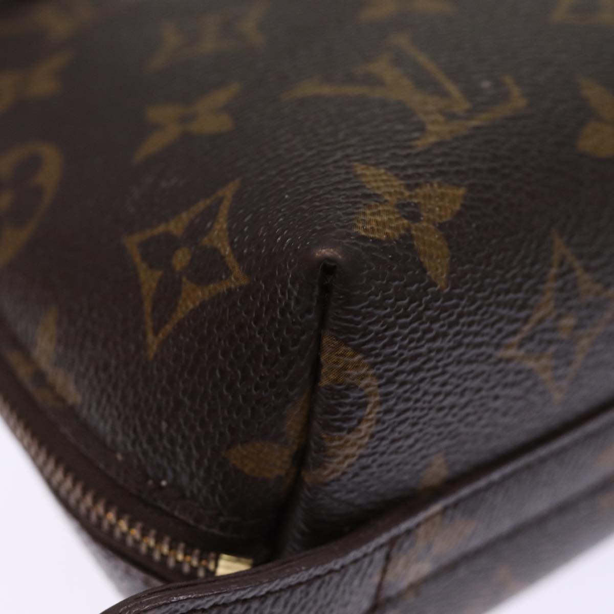 LOUIS VUITTON Monogram Trousse Demi Ronde Cosmetic Pouch M47520 LV 76034