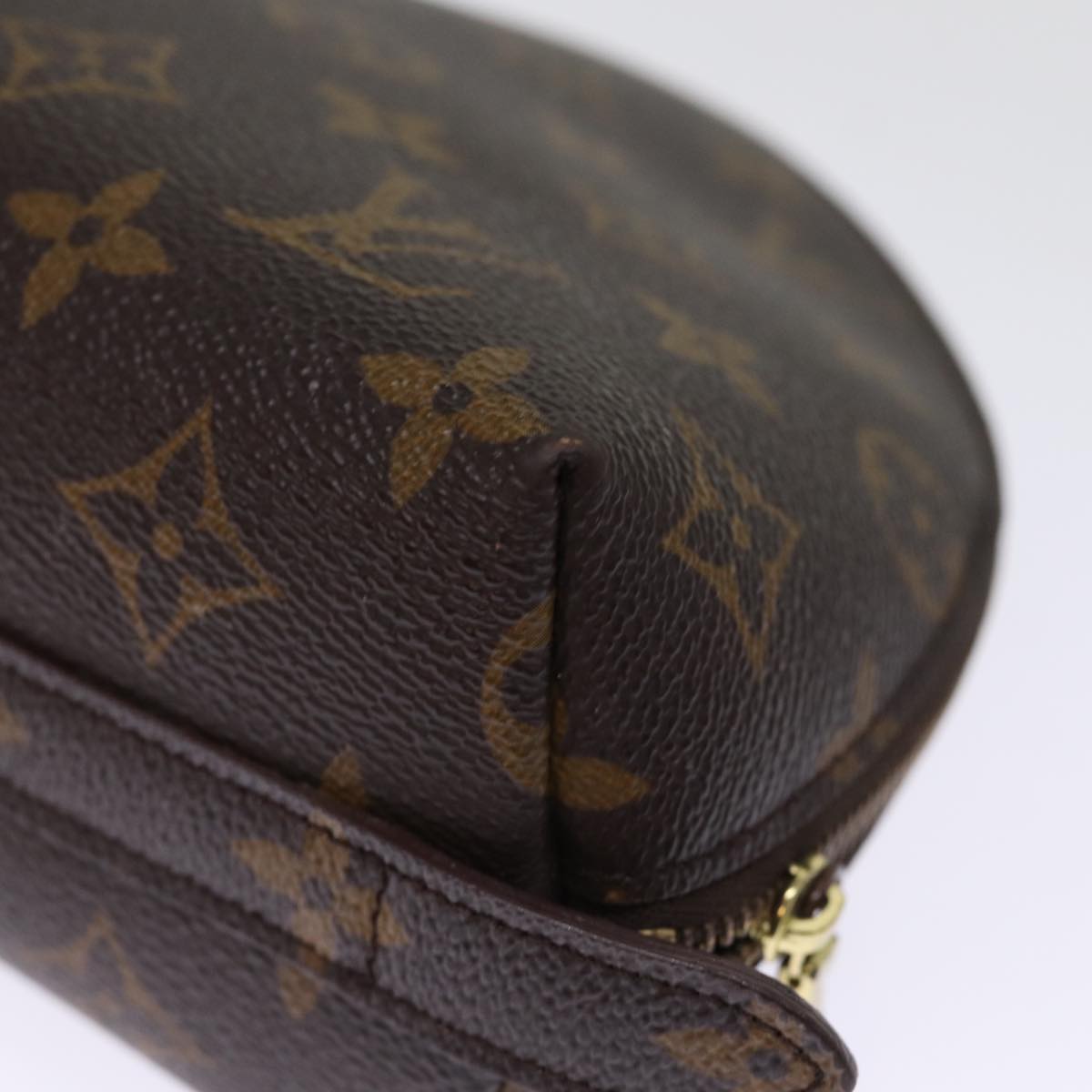 LOUIS VUITTON Monogram Trousse Demi Ronde Cosmetic Pouch M47520 LV 76034