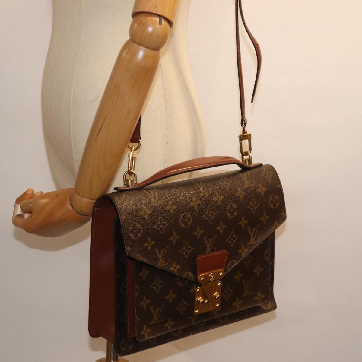 LOUIS VUITTON Monogram Monceau 28 Hand Bag 2way M51185 LV 76049