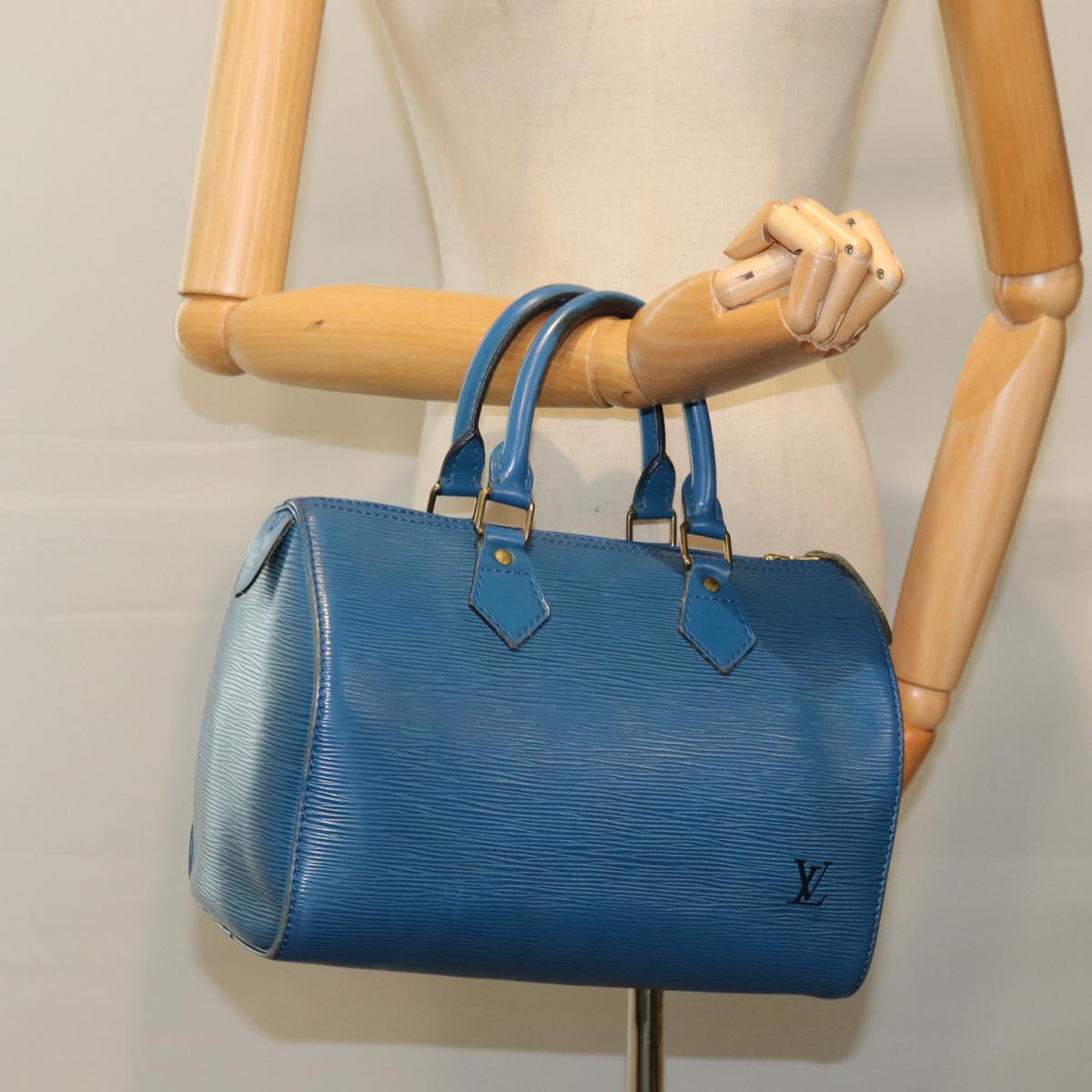 LOUIS VUITTON Epi Speedy 25 Hand Bag Toledo Blue M43015 LV 76071
