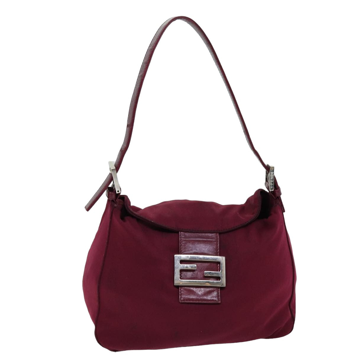 Luxury Fendi Mamma Baguette Shoulder Bag Nylon Bordeaux76102