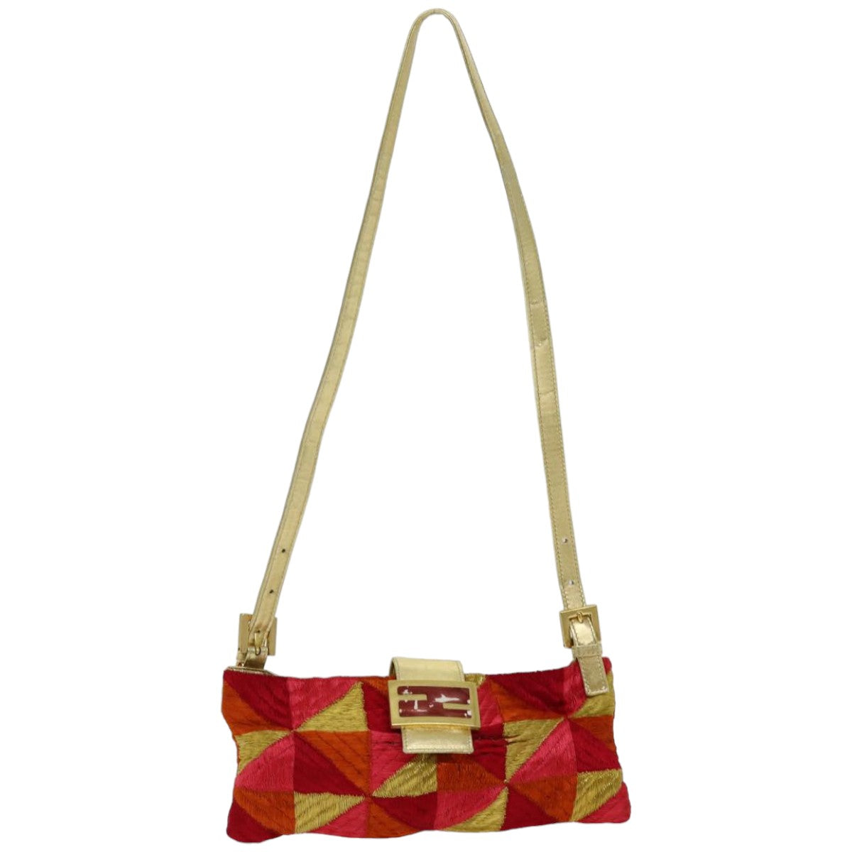 Luxury Fendi Mamma Baguette Shoulder Bag Canvas Red76103