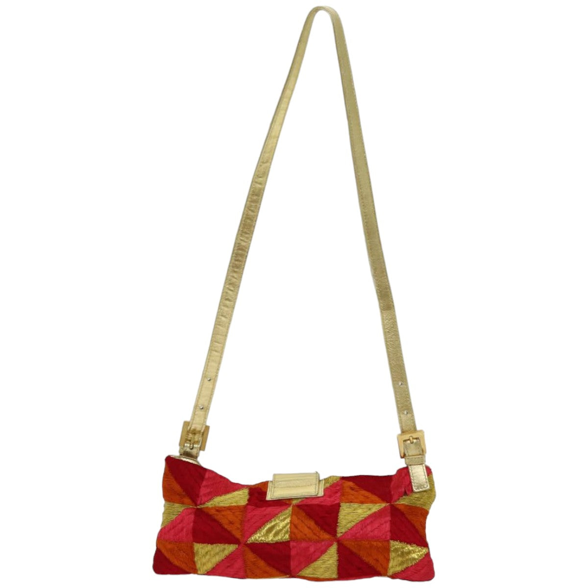 Luxury Fendi Mamma Baguette Shoulder Bag Canvas Red76103
