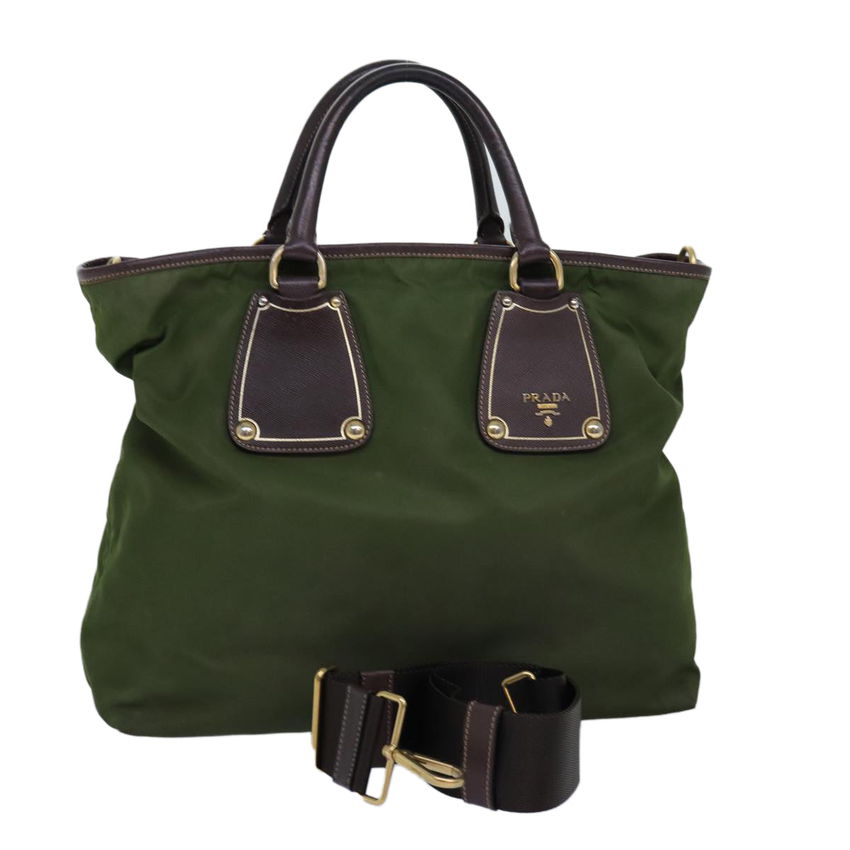 Luxury PradaHand Bag Nylon 2way Khaki 76128