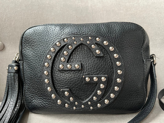 Luxury Gucci Trending 2025 Black Studded Soho Disco