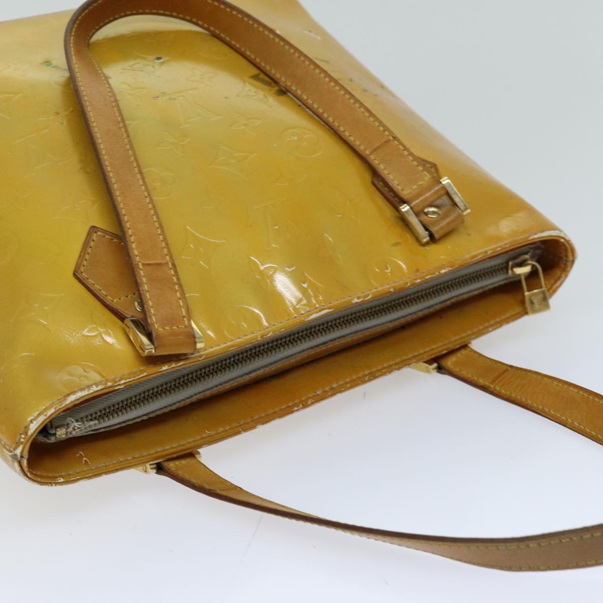 LOUIS VUITTON Monogram Vernis Houston Hand Bag Gris M91053 LV 76153