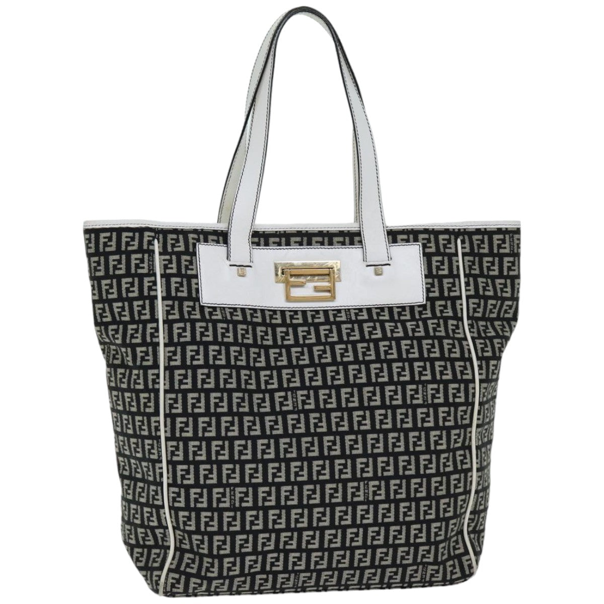 Luxury Fendi Zucchino Canvas Tote Bag Black76206