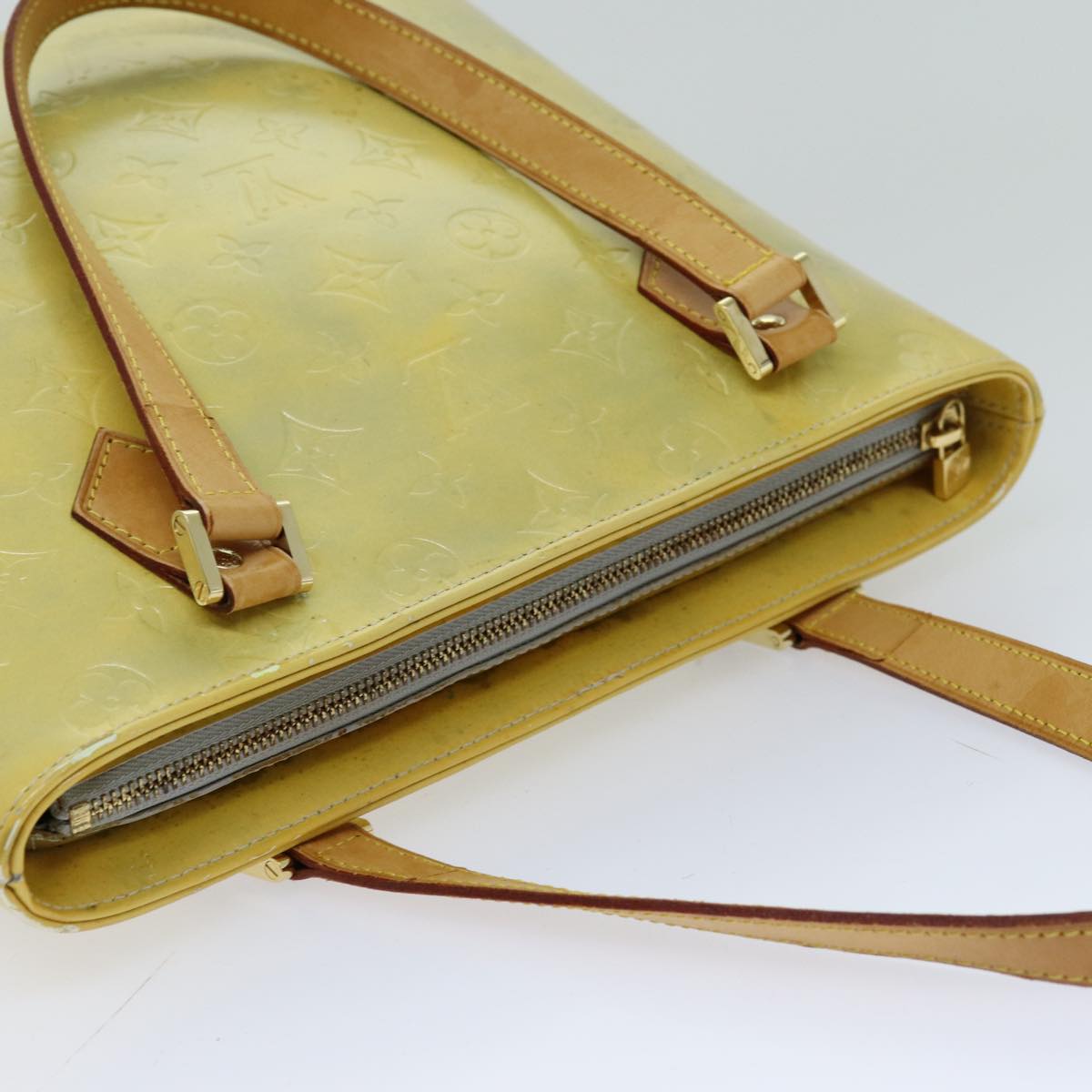 LOUIS VUITTON Monogram Vernis Houston Hand Bag Gris M91053 LV 76212