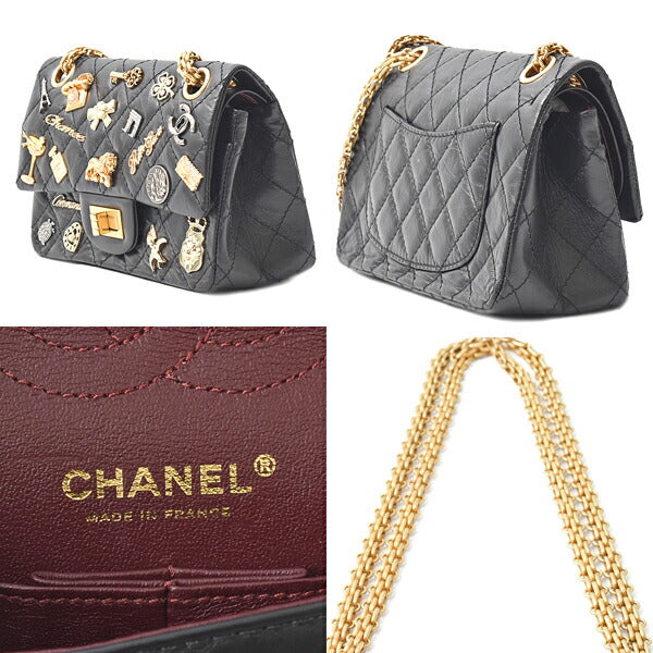 Chanel Leather Icon Charm Chain Shoulder Bag