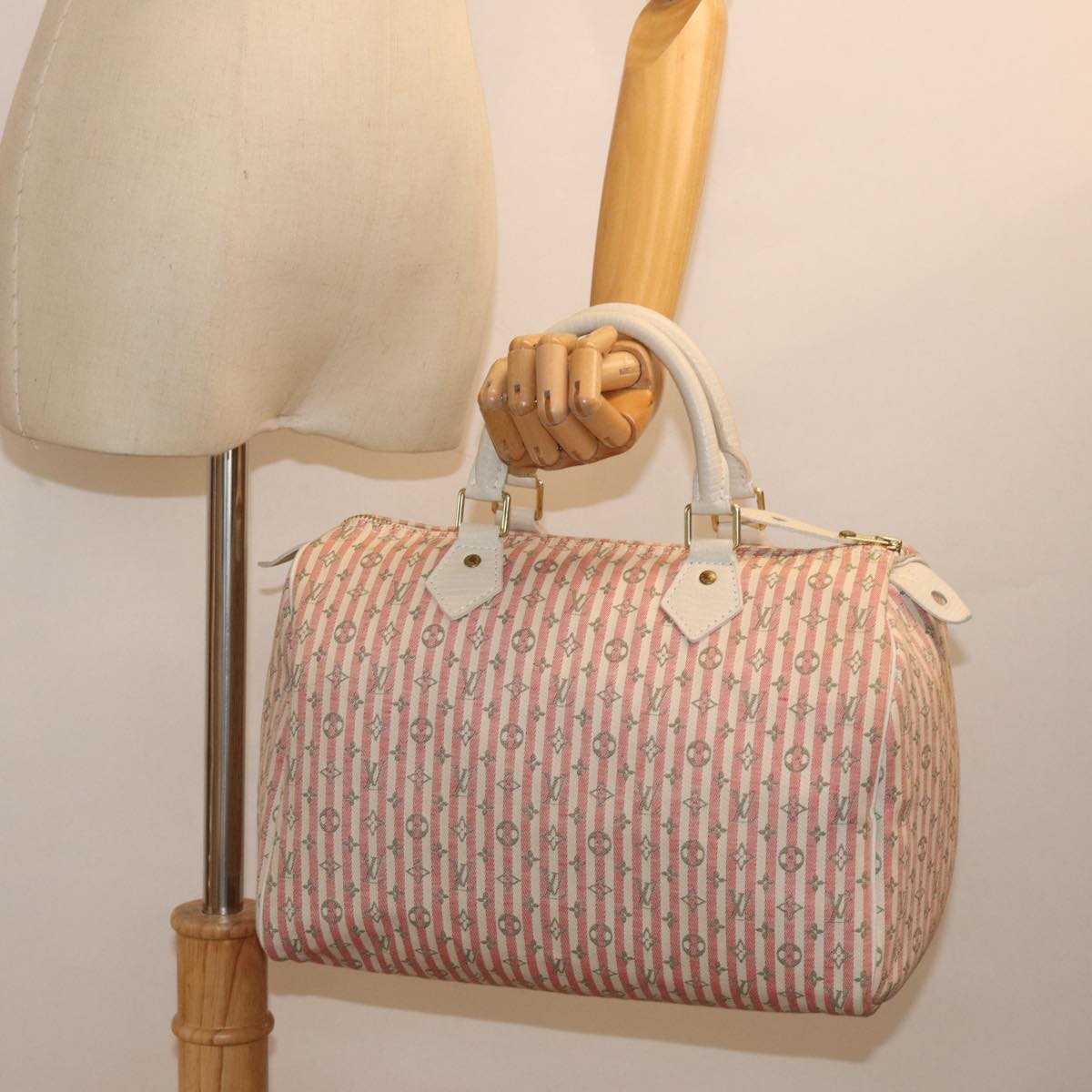 LOUIS VUITTON Monogram Mini Lin Croisette Speedy 30 Bag Pink M95501 76422A