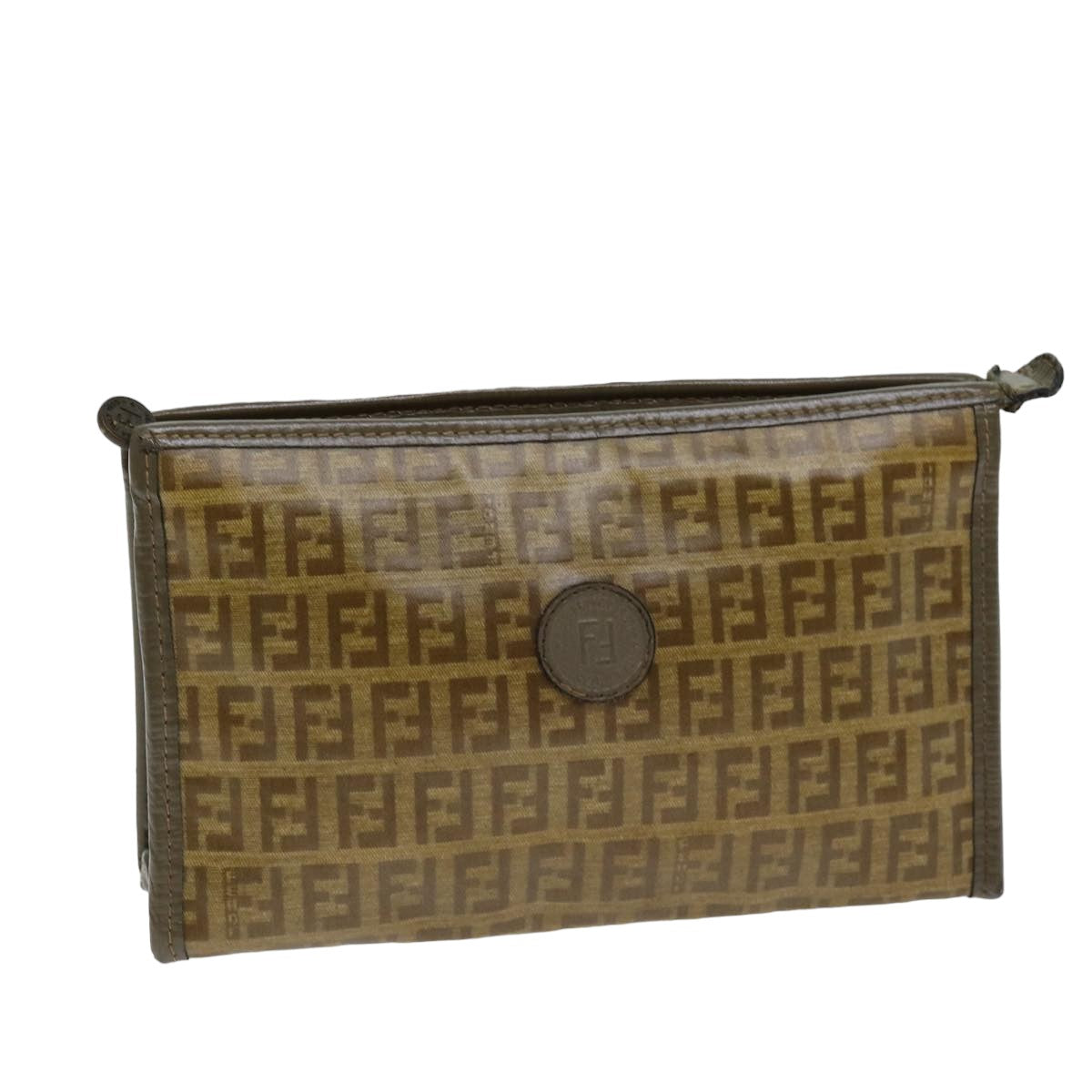Luxury Fendi Zucchino Canvas Pouch Vintage Brown76457
