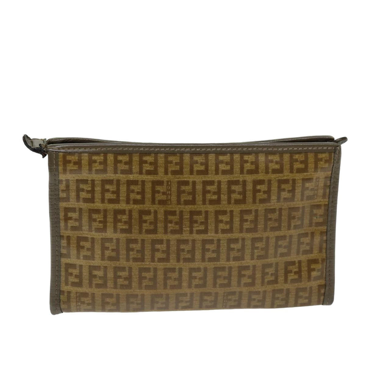 Luxury Fendi Zucchino Canvas Pouch Vintage Brown76457