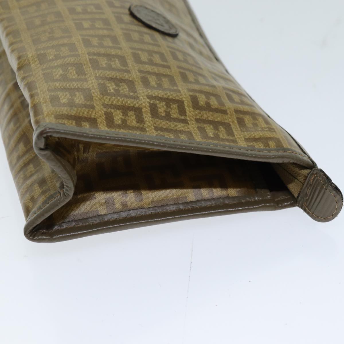 Luxury Fendi Zucchino Canvas Pouch Vintage Brown76457