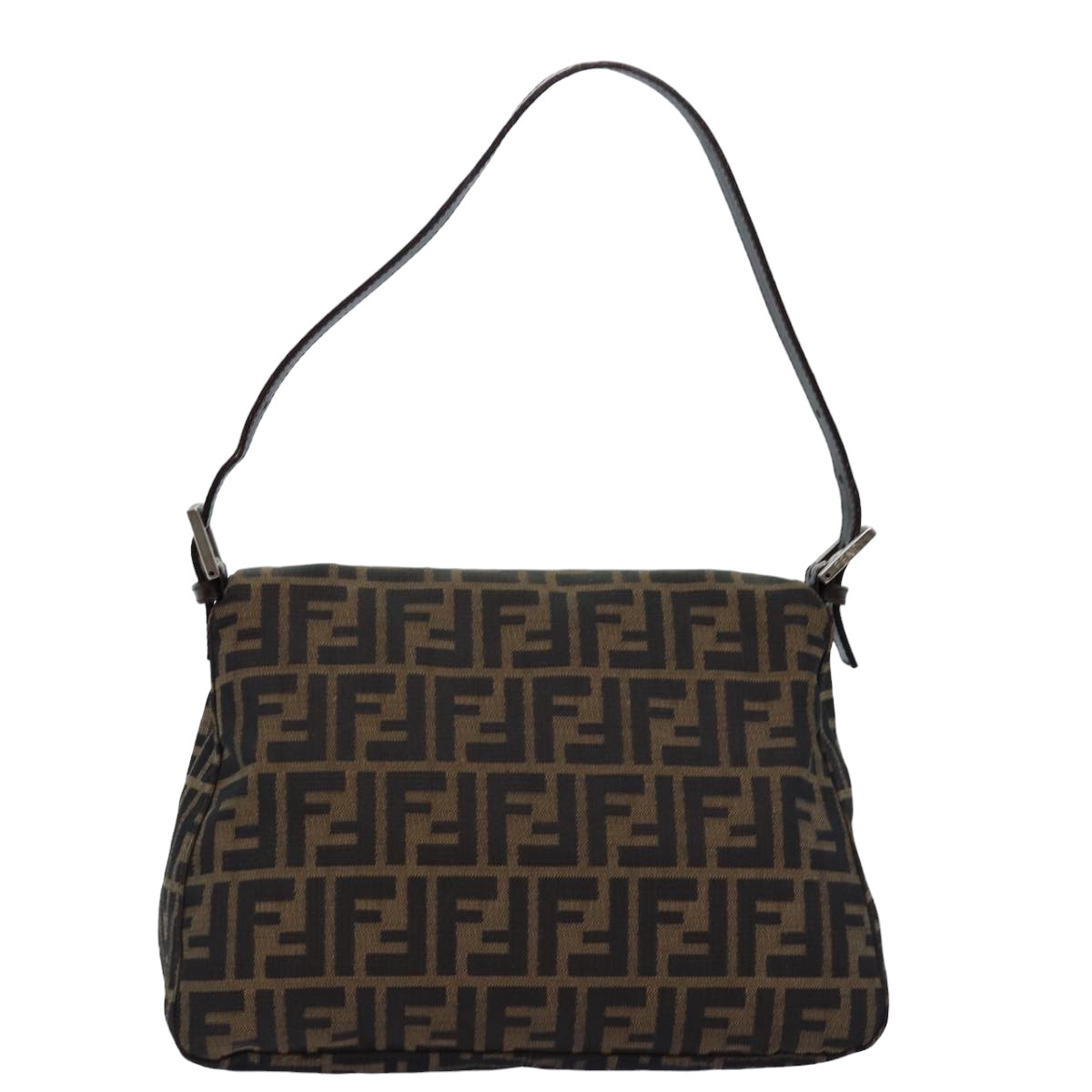 Luxury Fendi Zucca Canvas Mamma Baguette Shoulder Bag Black Brown76476
