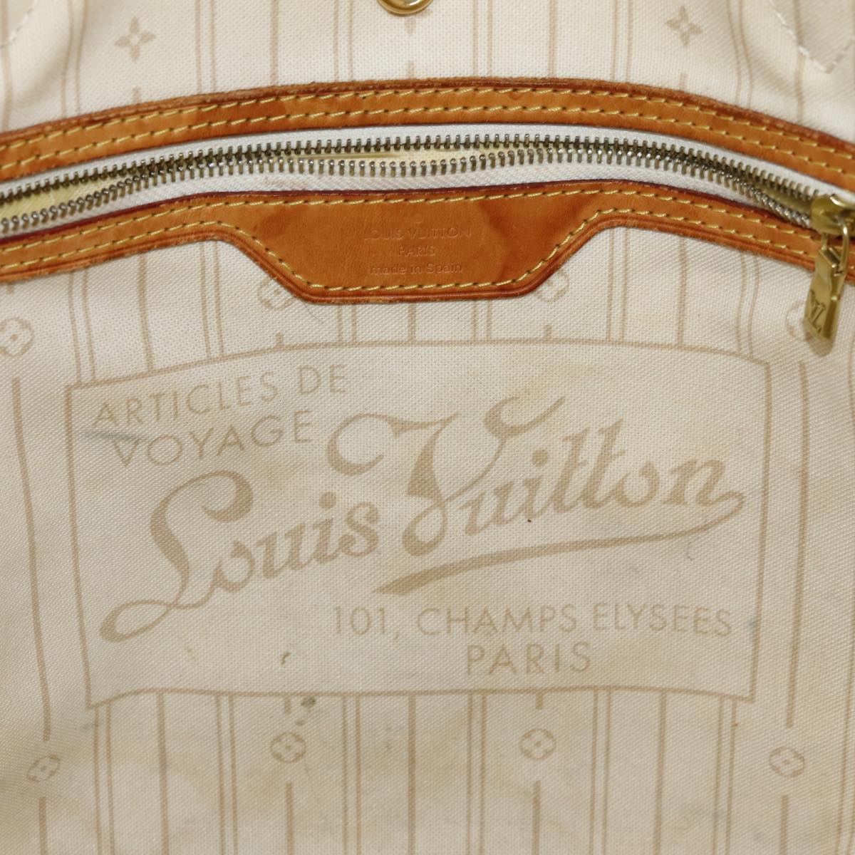 LOUIS VUITTON Damier Azur Neverfull MM Tote Bag N41605 LV 76492