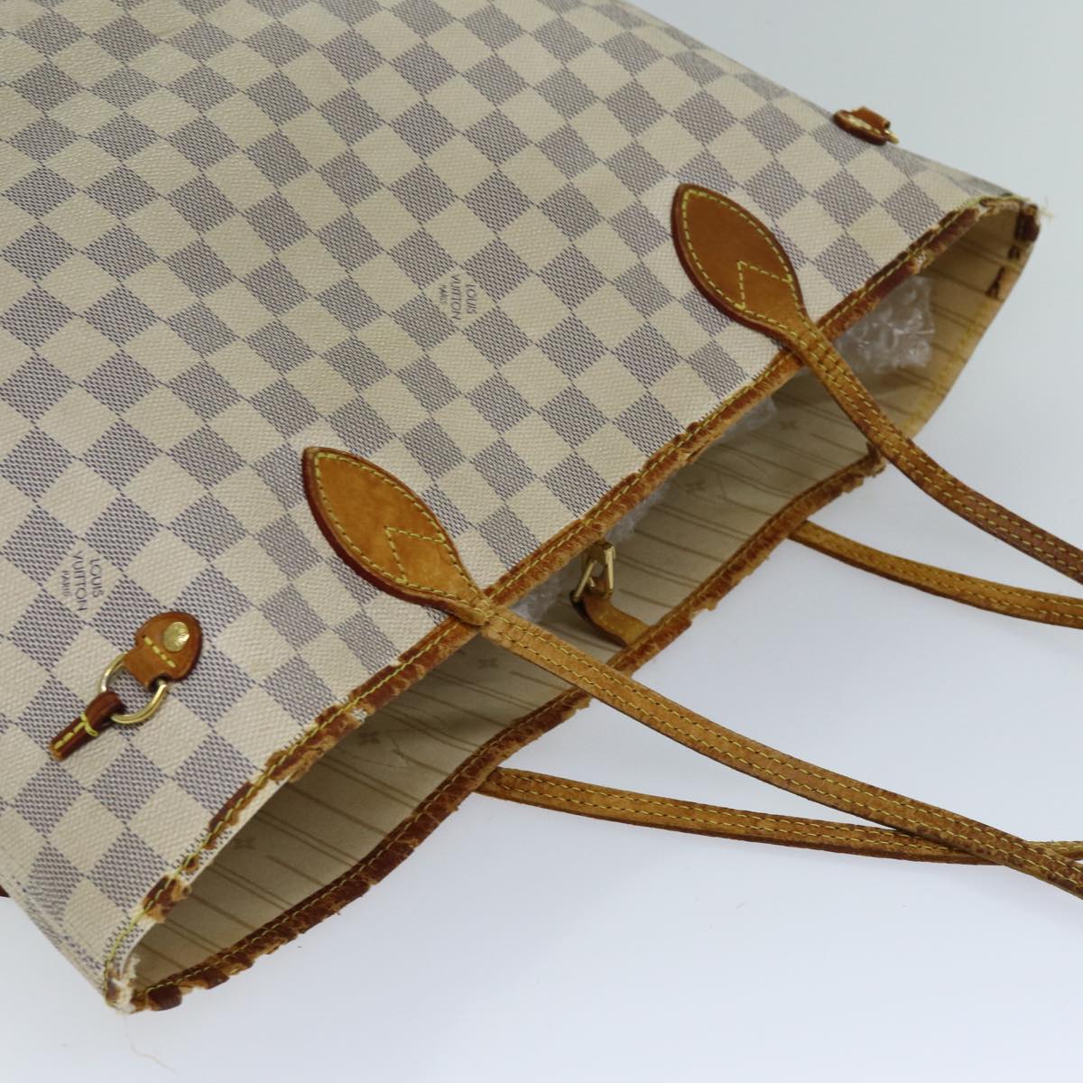 LOUIS VUITTON Damier Azur Neverfull MM Tote Bag N41605 LV 76492