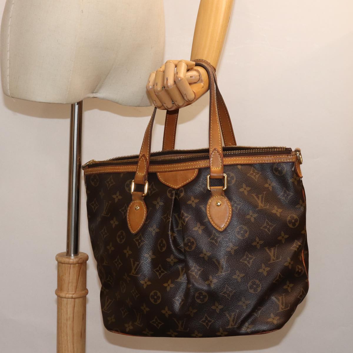 LOUIS VUITTON Monogram Palermo PM Tote Bag M40145 LV 76523