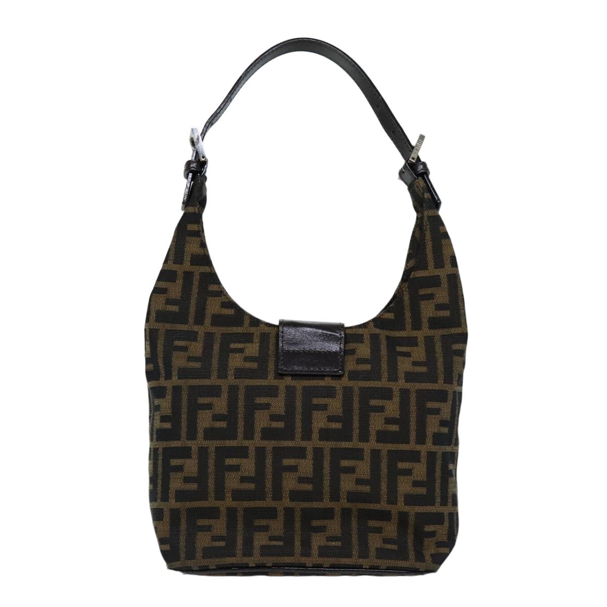 Luxury Fendi Zucca Canvas Mamma Baguette Shoulder Bag Black Brown76559