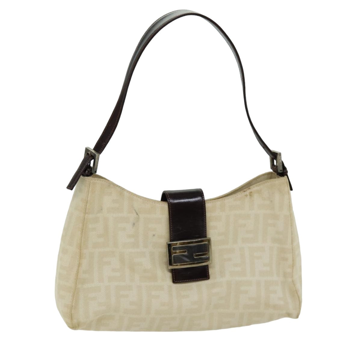 Luxury Fendi Zucca Canvas Mamma Baguette Shoulder Bag Beige76561