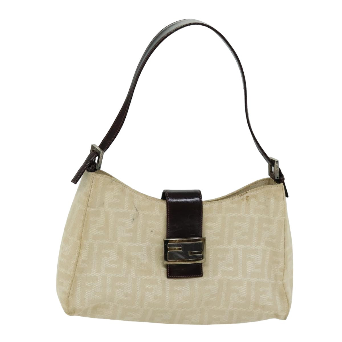 Luxury Fendi Zucca Canvas Mamma Baguette Shoulder Bag Beige76561