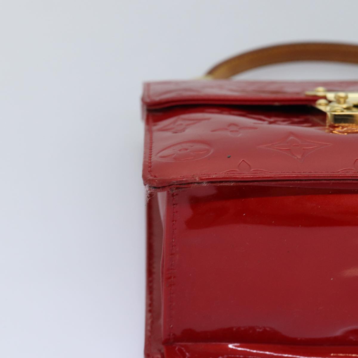 LOUIS VUITTON Monogram Vernis Spring Street Hand Bag Red M91135 LV 76599