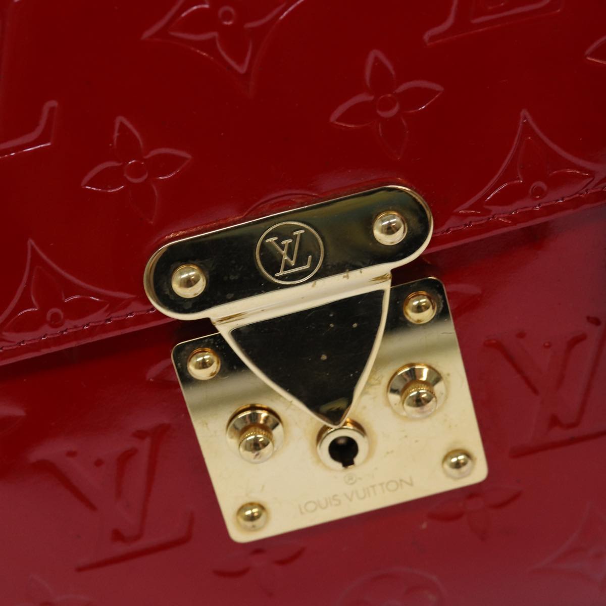 LOUIS VUITTON Monogram Vernis Spring Street Hand Bag Red M91135 LV 76599
