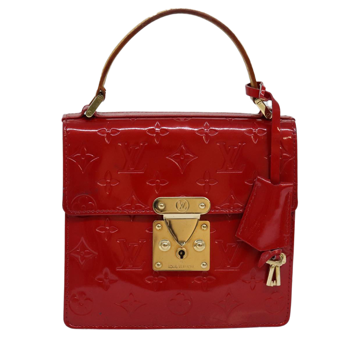 LOUIS VUITTON Monogram Vernis Spring Street Hand Bag Red M91135 LV 76599
